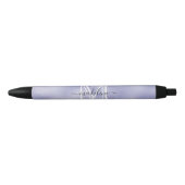 Paarse Folie monogram modern script Zwarte Inkt Pen (Voorkant)