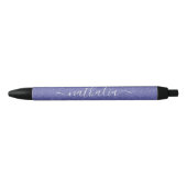 Paarse Folie monogram modern script Zwarte Inkt Pen (Voorkant)
