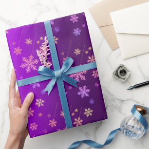 Paarse Folie Neon Snowflakes Wrapping Paper Cadeaupapier