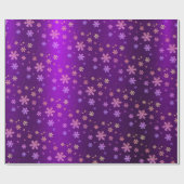 Paarse Folie Neon Snowflakes Wrapping Paper Cadeaupapier (Vlak)