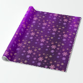 Paarse Folie Neon Snowflakes Wrapping Paper Cadeaupapier (Uitgerold)