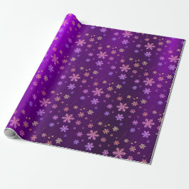 Paarse Folie Neon Snowflakes Wrapping Paper Cadeaupapier