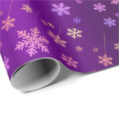 Paarse Folie Neon Snowflakes Wrapping Paper Cadeaupapier (Rol Hoek)