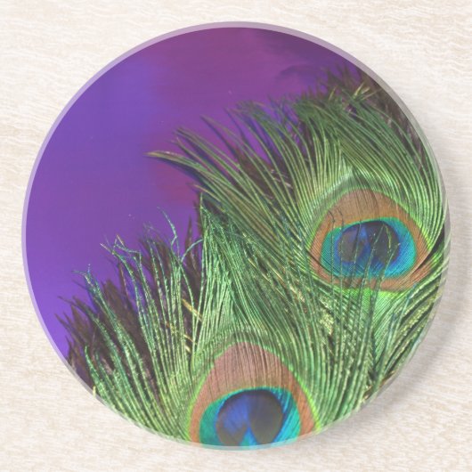 Paarse Folie Peacock Zandsteen Onderzetter (Voorkant)