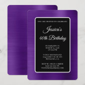 Paarse Folie zwart en wit 40ste verjaardag Kaart (Voorkant / Achterkant)