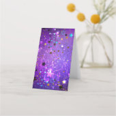 Paarse folieachtergrond met sterren afsprakenkaart (Voorkant)