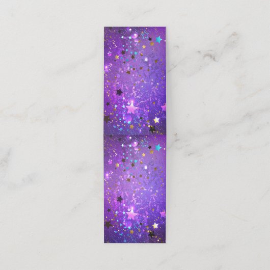 Paarse folieachtergrond met sterren afsprakenkaart (Buitenkant ongevouwen)