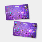 Paarse folieachtergrond met sterren badge (Voor- en achterkant)