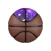 Paarse folieachtergrond met sterren basketbal (Rechts)