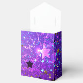 Paarse folieachtergrond met sterren bedankdoosjes (Geopend)