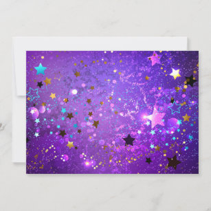 Paarse folieachtergrond met sterren bedankkaart