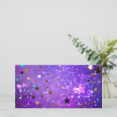 Paarse folieachtergrond met sterren bedankkaart (Staand voorkant)