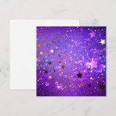 Paarse folieachtergrond met sterren bedankkaart (Voorkant / Achterkant)