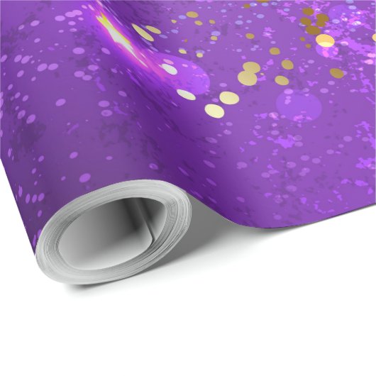 Paarse folieachtergrond met sterren cadeaupapier (Rol Hoek)