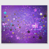 Paarse folieachtergrond met sterren cadeaupapier (Vlak)