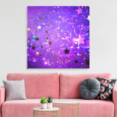 Paarse folieachtergrond met sterren canvas afdruk (Insitu (Woonkamer))
