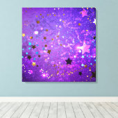 Paarse folieachtergrond met sterren canvas afdruk (Insitu (Houten vloer))