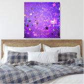 Paarse folieachtergrond met sterren canvas afdruk (Insitu (Slaapkamer))