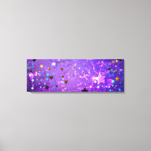 Paarse folieachtergrond met sterren canvas afdruk