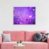 Paarse folieachtergrond met sterren canvas afdruk (Insitu (Woonkamer))