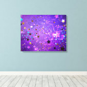 Paarse folieachtergrond met sterren canvas afdruk (Insitu (Houten vloer))