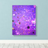Paarse folieachtergrond met sterren canvas afdruk (Insitu (Houten vloer))