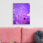 Paarse folieachtergrond met sterren canvas afdruk (Insitu (Woonkamer))
