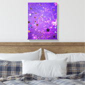 Paarse folieachtergrond met sterren canvas afdruk (Insitu (Slaapkamer))
