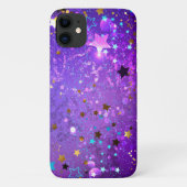 Paarse folieachtergrond met sterren Case-Mate iPhone case (Achterkant)