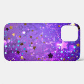 Paarse folieachtergrond met sterren Case-Mate iPhone case (Achterkant (horizontaal))
