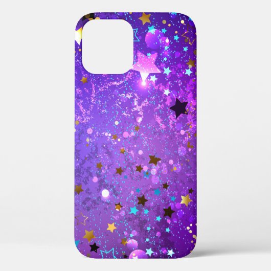 Paarse folieachtergrond met sterren Case-Mate iPhone case (Achterkant)
