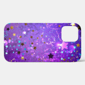 Paarse folieachtergrond met sterren Case-Mate iPhone case (Achterkant (horizontaal))