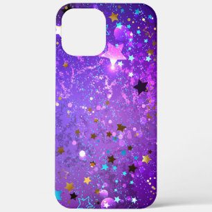 Paarse folieachtergrond met sterren Case-Mate iPhone case