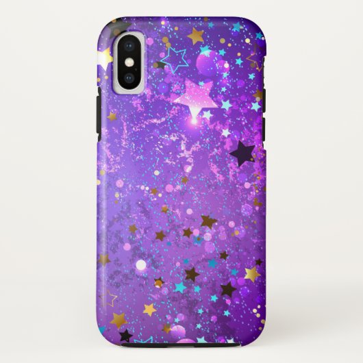 Paarse folieachtergrond met sterren Case-Mate iPhone case (Achterkant)