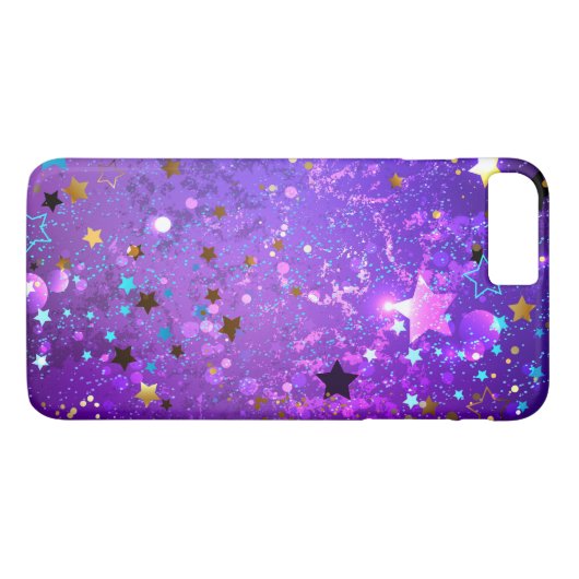 Paarse folieachtergrond met sterren Case-Mate iPhone case (Achterkant (Horizontaal))