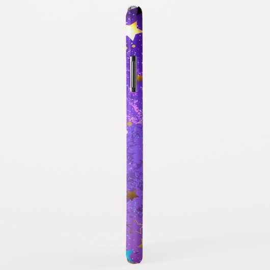 Paarse folieachtergrond met sterren Case-Mate iPhone case (Achterkant/rechts)