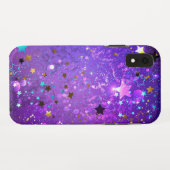 Paarse folieachtergrond met sterren Case-Mate iPhone case (Achterkant (horizontaal))