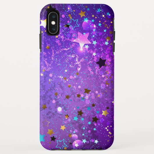 Paarse folieachtergrond met sterren Case-Mate iPhone case (Achterkant)