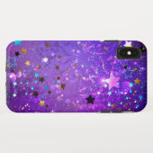 Paarse folieachtergrond met sterren Case-Mate iPhone case (Achterkant (horizontaal))