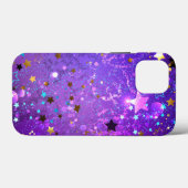 Paarse folieachtergrond met sterren Case-Mate iPhone case (Achterkant (horizontaal))