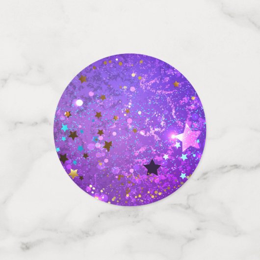 Paarse folieachtergrond met sterren confetti (Kleine voorkant)