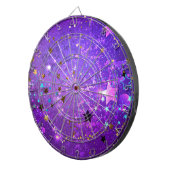 Paarse folieachtergrond met sterren dartbord (Voorkant Rechts)