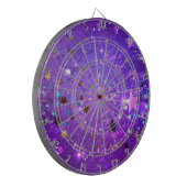 Paarse folieachtergrond met sterren dartbord (Voorkant Links)