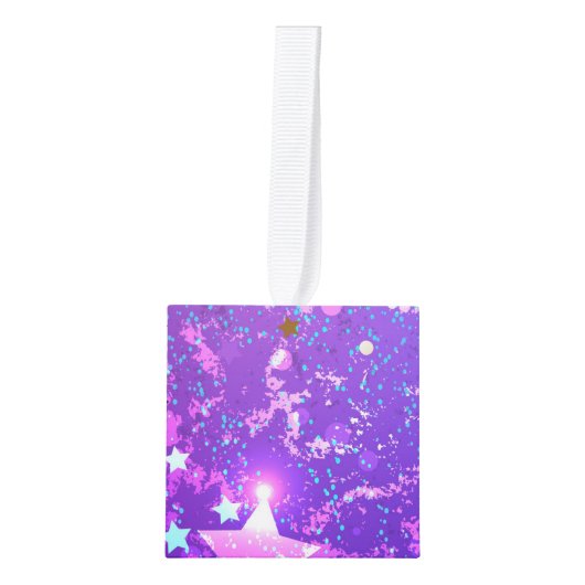 Paarse folieachtergrond met sterren decoratie (Voorkant)