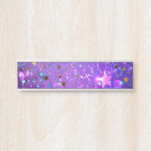 Paarse folieachtergrond met sterren deurbordje (Voorkant)