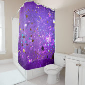Paarse folieachtergrond met sterren douchegordijn (In situ)