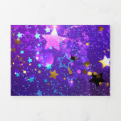 Paarse folieachtergrond met sterren drieluik aankondiging (Cover)