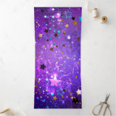 Paarse folieachtergrond met sterren drieluik kaart (Binnen)