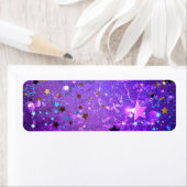 Paarse folieachtergrond met sterren etiket (Insitu)