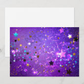 Paarse folieachtergrond met sterren feestdagenkaart (Voorkant / Achterkant)